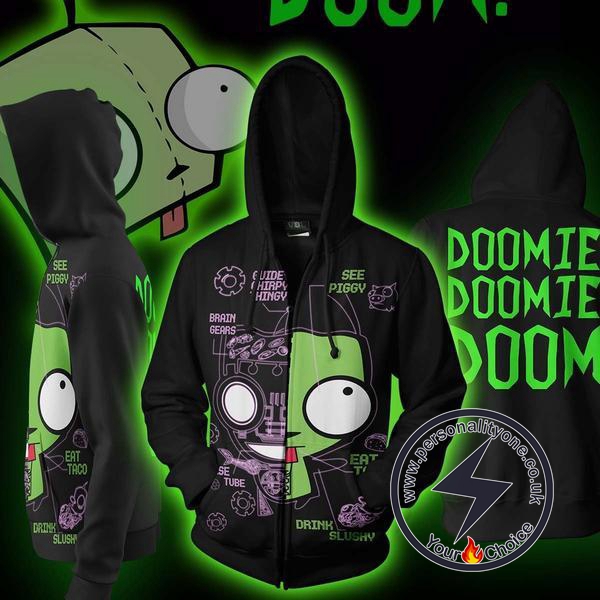 Invader Zim Zombie GIR Zip Up Hoodie Jacket